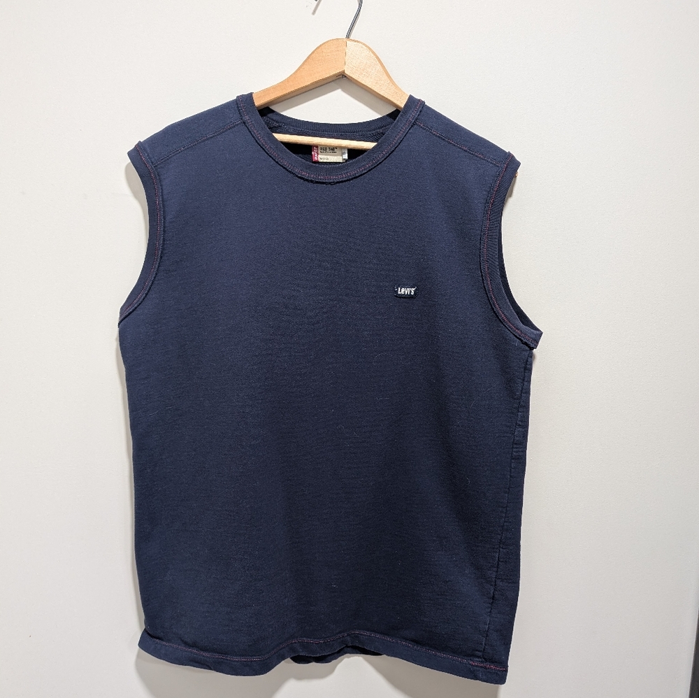 Vintage Levi's Red Tab Sweater Vest Navy Blue - Embroidered Logo